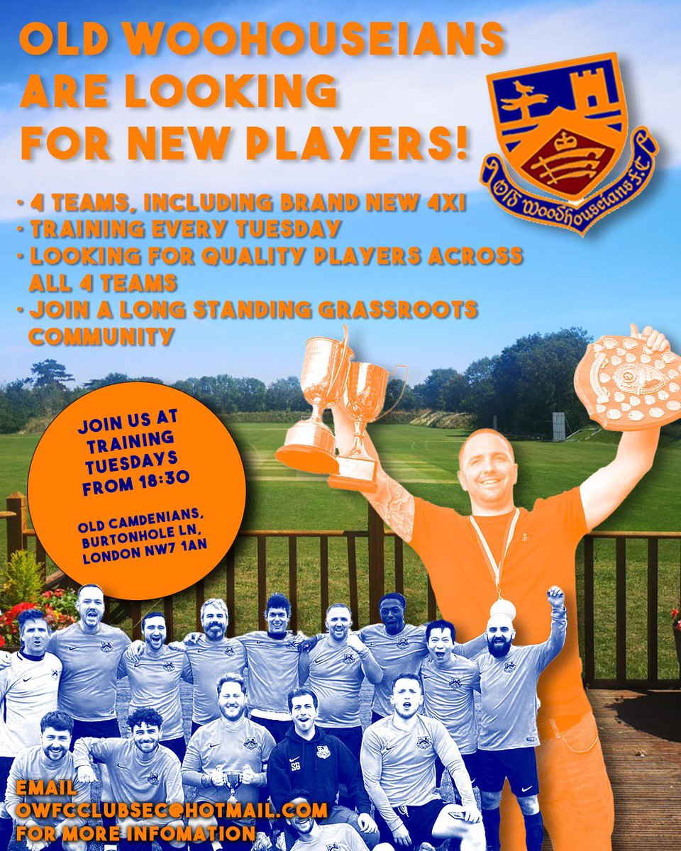 Old Woodhouseians FC (@oldwoodsfc) on Twitter photo Looking for a new club ahead of the new season? We run 4 Saturday sides and are based in NW London. DM for further details
<a href="/purelyplayers/">Purely Players - 🏴 #FFFUK</a> <a href="/findaplayer/">Find A Player</a> @PTeamfinder <a href="/AmateurFC/">Amateur FC</a> Looking for a new club ahead of the new season? We run 4 Saturday sides and are based in NW London. DM for further details
<a href="/purelyplayers/">Purely Players - 🏴 #FFFUK</a> <a href="/findaplayer/">Find A Player</a> @PTeamfinder <a href="/AmateurFC/">Amateur FC</a>