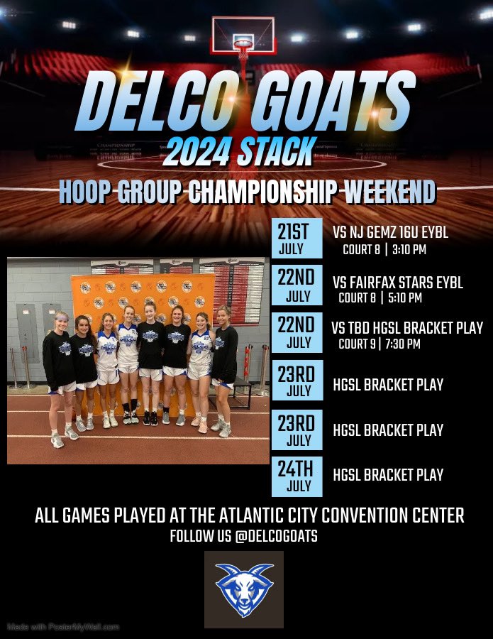 Schedule for Atlantic City is ready!!! Come watch my team and I play this weekend! <a href="/delcogoats/">Delcogoats</a> <a href="/hgsl_girls/">Hoop Group Girls</a> <a href="/RMCWBB/">Randolph-Macon Women's Basketball</a> <a href="/lynchburg_wbb/">Lynchburg Women’s Basketball</a> <a href="/AlbrightWBB/">Albright WBB</a> <a href="/StonehillWBB/">Stonehill Women’s Basketball</a>