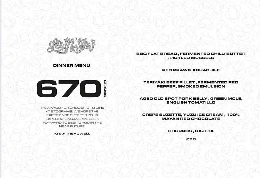 Excited to be back at <a href="/670grams/">670grams</a> with brother Kray and the gang. 13th Aug six courses impeccable vibes 👌🏻

exploretock.com/670grams/?fbcl…