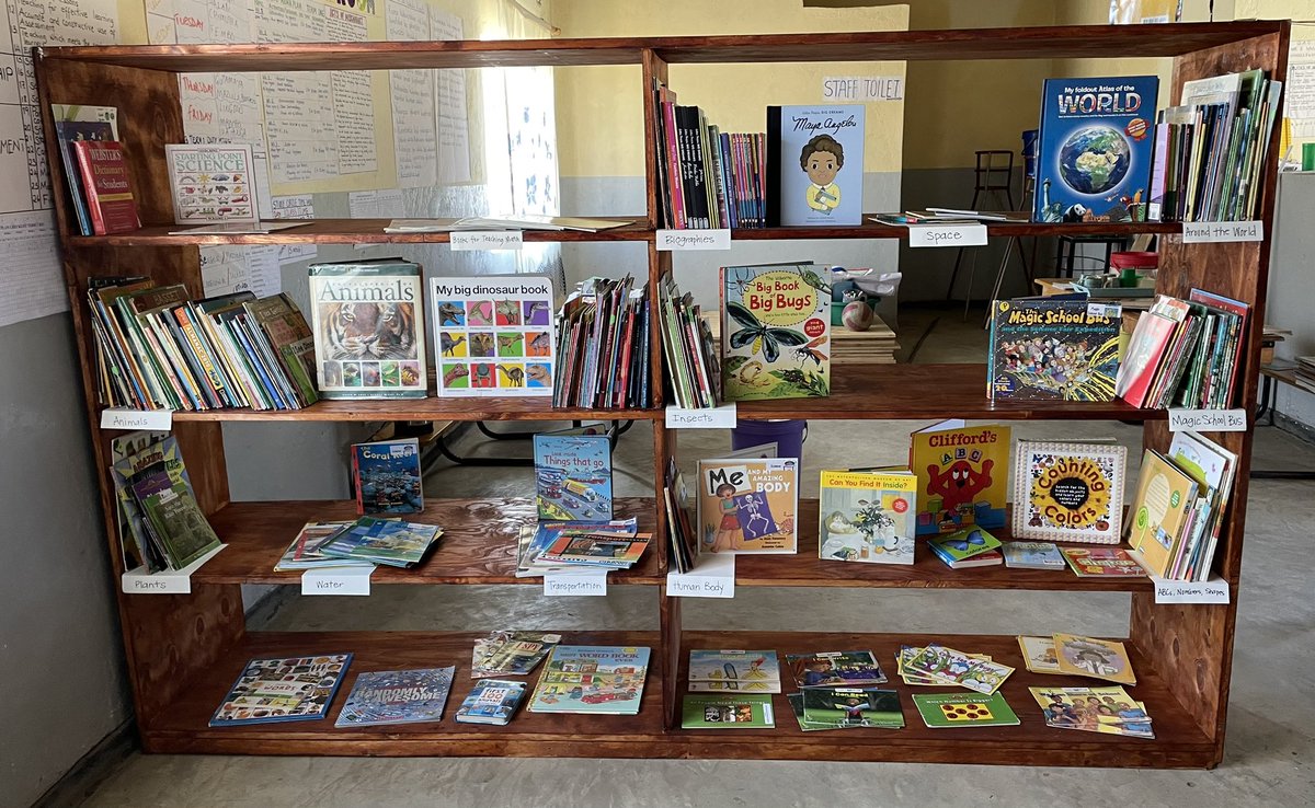 Many many thanks to the @lkwdlincoln and @lkwdgrant  school communities @lkwdschools for their book donations, which launched Nanze Primary School’s library! And there is room on the shelves for future installments. #globalcitizens #Malawi