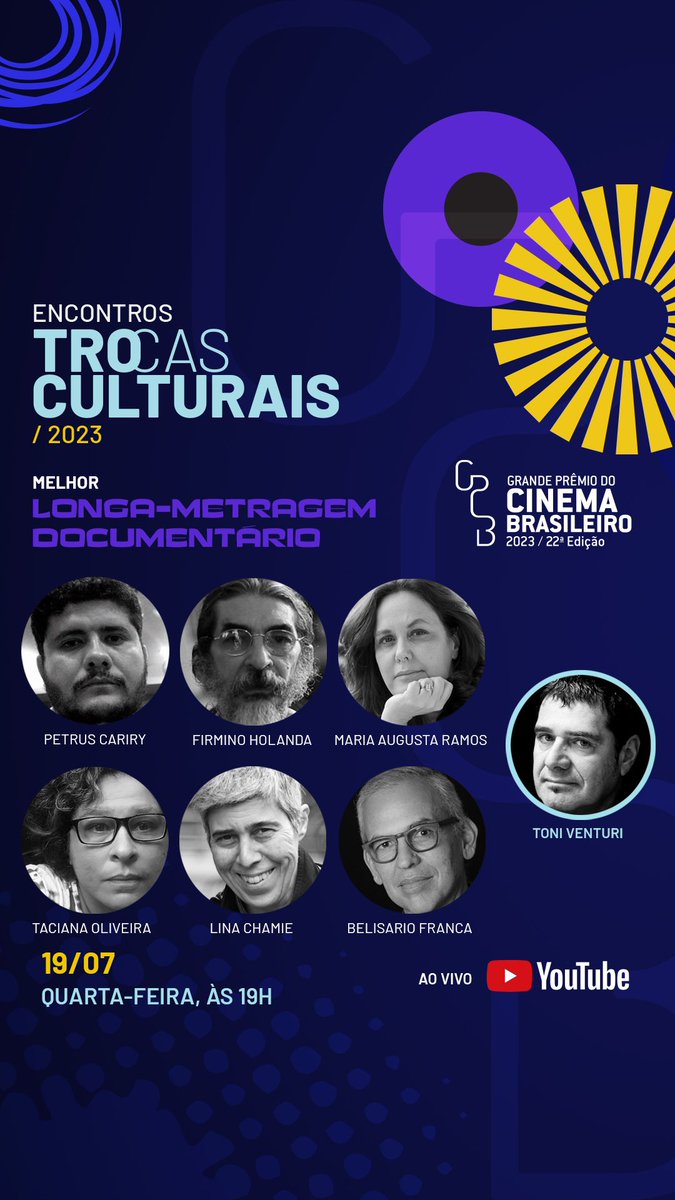 Para quem ama documentário, hoje vamos reunir os finalistas da categoria Melhor longa-metragem Documentário do Grande Prêmio do Cinema Brasileiro. Hoje, às 19h, no nosso canal: youtube.com/live/GBq5K25gf…