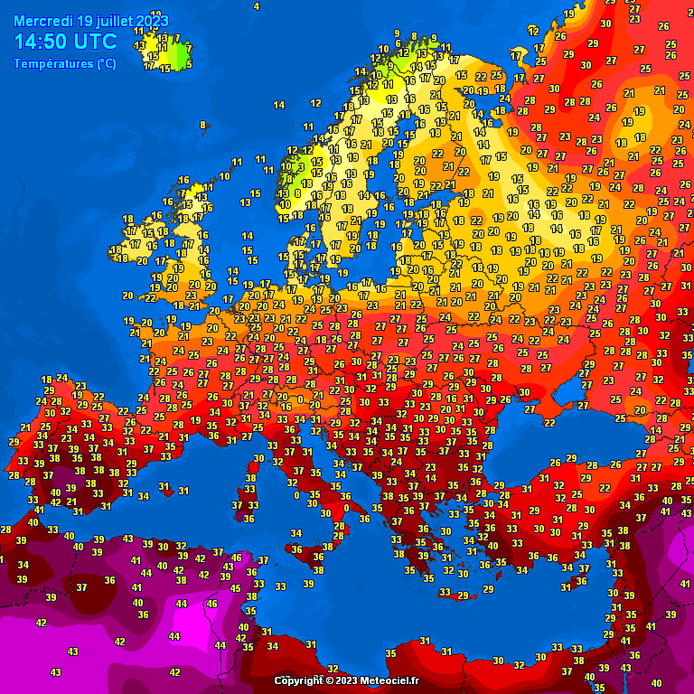 (2) European Heat Wave:
Today exceptional 46.7C at Nuraminis in Sardinia is the new 2023 European highest

All time records:

SPAIN
44.2 Malaga AP tied
40.8 Ceuta

FRANCE
39.2 Cannes

ITALY
46.2 Decimomannu
43.0 Olbia

ALBANIA
40.4 Durres