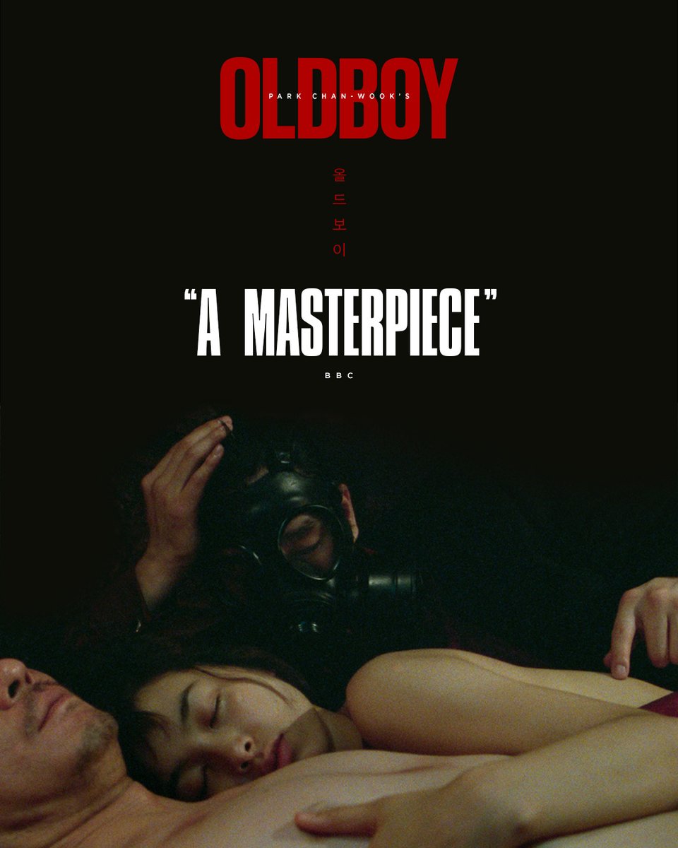 "The chief pleasure &amp; horror of this film lies in Park’s slow twisting of the knife into Dae-su’s side...OLDBOY has lost none of its capacity to shock and delight."

Less than one month remains until OLDBOY returns to theaters, newly remastered &amp; restored: oldboy.film