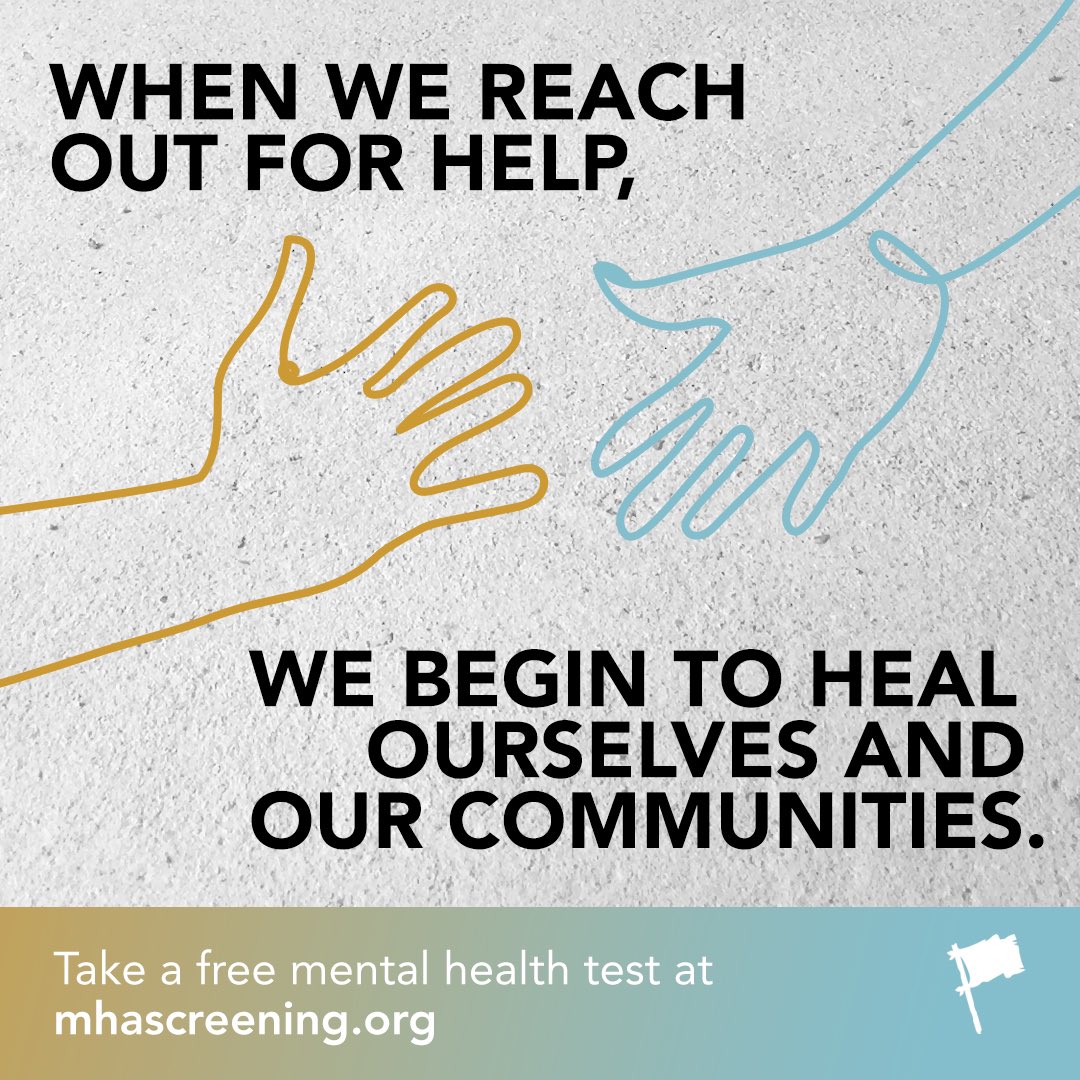 Taking care of our mental well-being is crucial, & getting screened is a simple step for historically marginalized communities to take action together.

Check in on your #mentalhealth and get screened at mhascreening.org today. 

#BIPOCMentalHealth