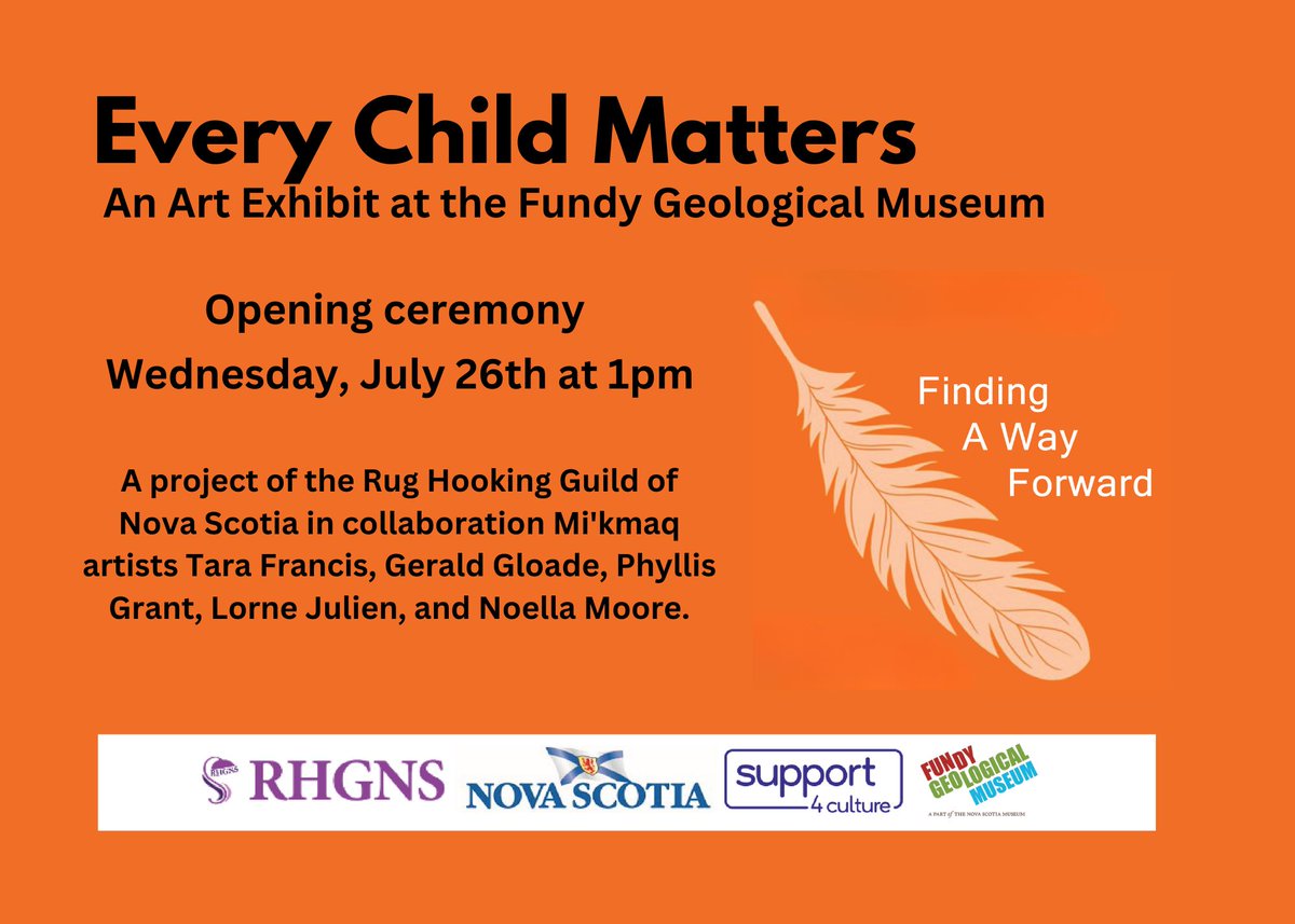 parrsborocreate's tweet photo. Next Wednesday, the Fundy Geological Museum will open its Every Child Matters exhibit.

Stop by to see Indigenous art in the displays that were put together by the Rug Hooking Guild of Nova Scotia, and Mi'Kmaq artists. https://t.co/J2SeFPzC1t