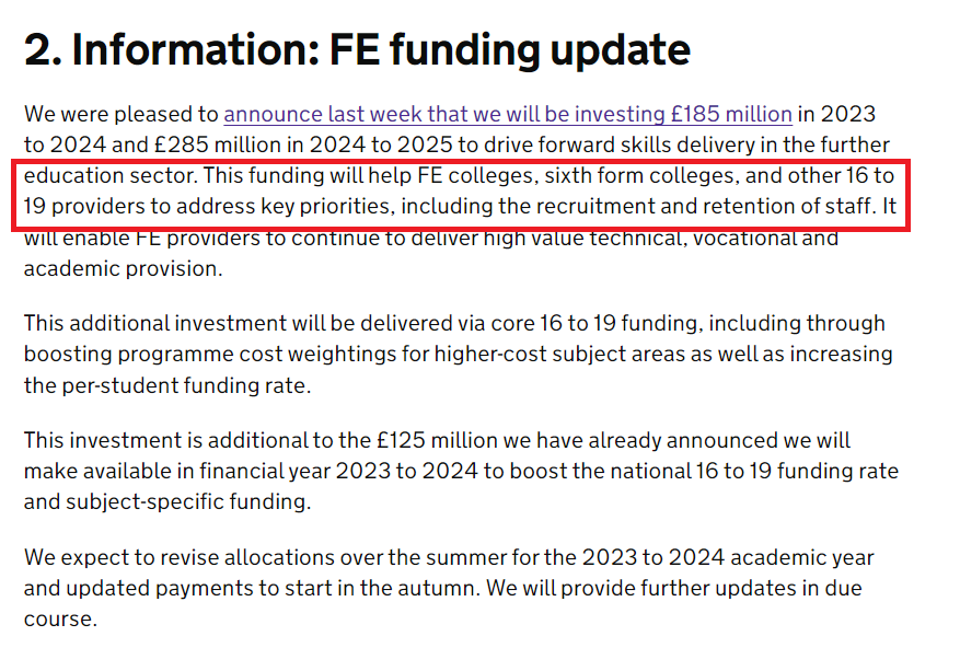 @ESFAgov confirm its c£500m to support the range of providers (not just colleges) who deliver 16-19 provision including ITPs who deliver c40k annual places - and this is how it should be, young people shouldn't be disadvantaged based solely on where they study @FEWeek @AELPUK