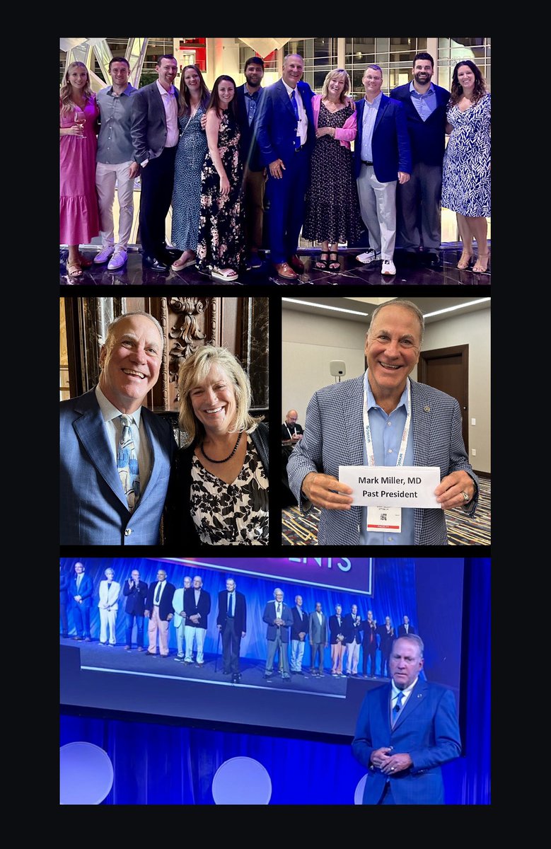 A special congrats to PITT Sports Fellowship Alumni, Dr. Mark Miller and the Miller family on a successful AOSSM Presidency! @UVA_Ortho @UPMCSportsMed <a href="/MDMillerMDUVA/">Mark Miller</a>