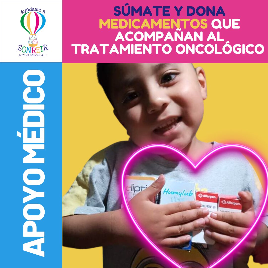AyudameaSonreir's tweet photo. El programa #ApoyoMédico acompaña a l@s #MaestrosDeVida con diversas medicinas como coadyuvantes al tratamiento oncológico. TÚ también ¡#SúmateaASAC !
#CáncerInfantil #JóvenesConCáncer #acompañamiento #familiaASAC #cáncer https://t.co/9rWxJB1cI4