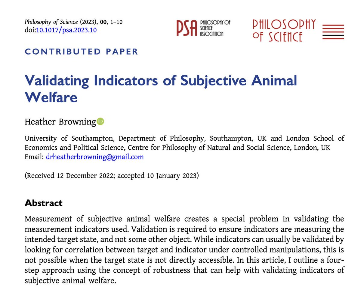 The formatted version of my paper 'Validating Indicators of Subjective Animal Welfare' is now available online - check it out here: doi.org/10.1017/psa.20…