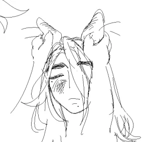 req from pickles where he was talking about that part in inuyasha where he gets his ears pet but its rali and zephyr 