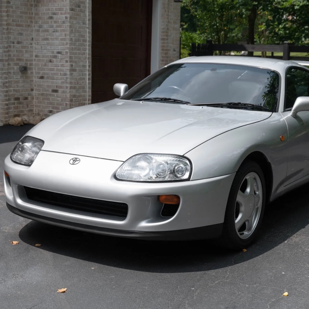 Bringatrailer's tweet photo. Silver slicktop Supra

This 1993 Toyota Supra RZ is a JDM import. Finished in Alpine Silver over black cloth and vinyl, the car is powered by a twin-turbo 3.0L 2JZ I6 linked with a 6-spd manual and an LSD. Showing ~73k miles, it’s listed now on BaT:
https://t.co/IwHmbysVCG https://t.co/Cp4OPc9co5