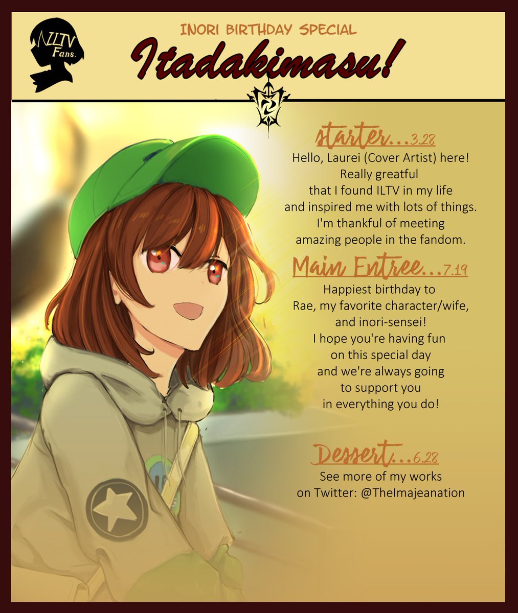 ILTVFanProject's tweet image. Happy birthday to Rei Taylor and @Inori_ILTV! We hope you enjoy and use this birthday gift. It is a food-themed calendar called "Itadakimasu!" containing art and stories from members of our international community!
bit.ly/3KrWE6b
#HappyRaeDay2023 #私の推しは悪役令嬢