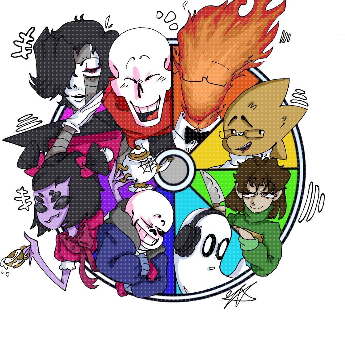 _Flower_501's tweet photo. color wheel challenge
#colorwheelchallenge #undertale #undertaleFanart #Papyrus #grillby #alphys #undyne #chara #muffet #sans #napstablook #mettaton https://t.co/ysJy13GJn9