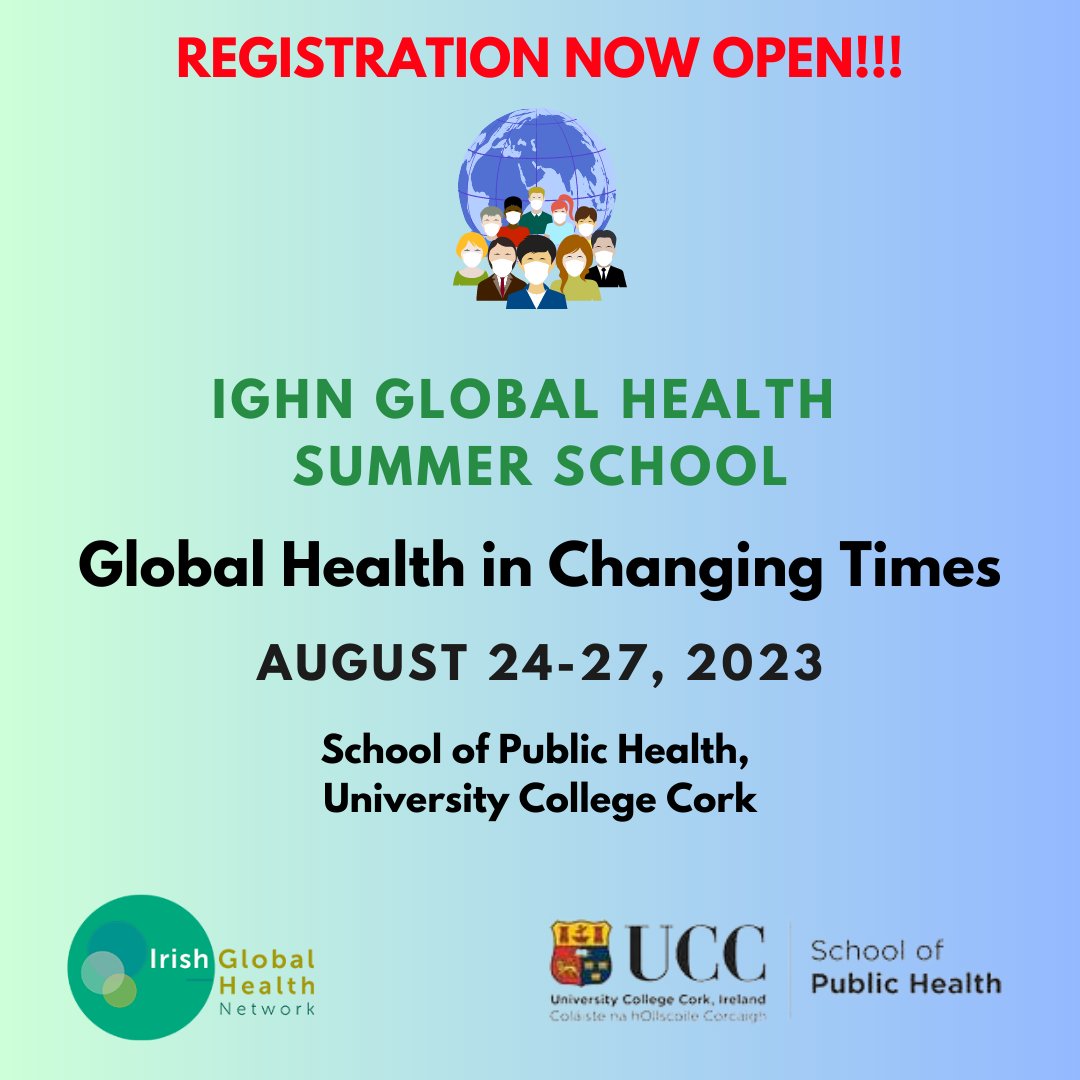 Registration now open!

IGHN Summer School: Global Health in Changing Times

24-27 August, School of Public Health, UCC

REGISTRATION CLOSING 8TH AUGUST 2023

Limited places available so book early to avoid disappointment!

More info register: https://t.co/rxZFCZWsKW

@UCC https://t.co/naV17W2mK4