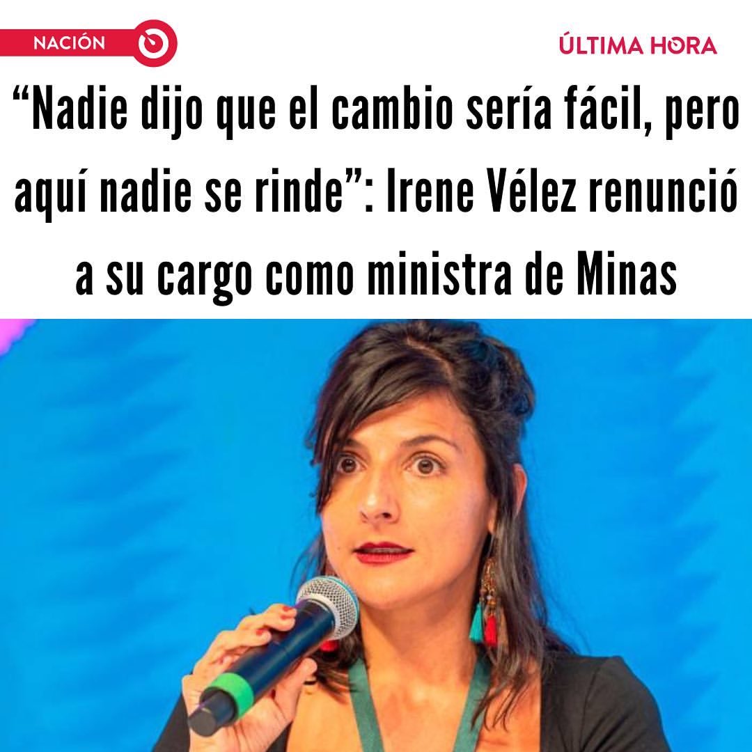 ¡Es oficial! En las últimas horas, #IreneVélez renunció a su cargo como #ministra de #Minas y Energía en medio de los escándalos que la tenían en el ojo del huracán y que la hicieron insostenible en el gabinete del presidente #GustavoPetro.👇🏻🧵