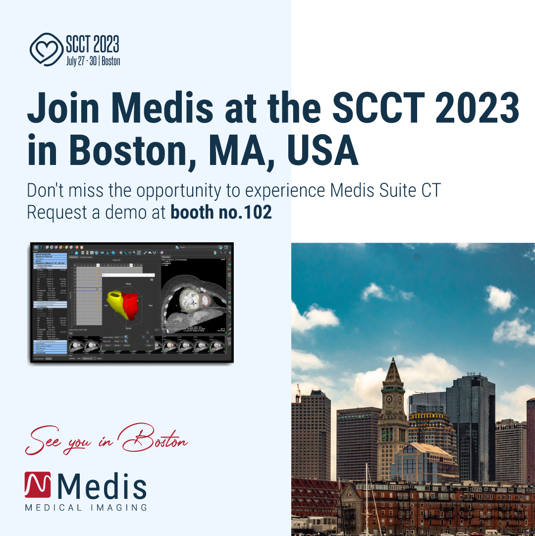 MedisImaging's tweet image. Join Medis at the #SCCT 2023 in Boston! Discover Medis Suite CT, the cutting-edge software for cardiac CT analysis. Visit us at booth no. 102 from July 20-27 for a live demonstration.

See you in Boston!
.
.
.
@Heart_SCCT
#cardiacCT #CardiovascularImaging #innovationinCardiacCT