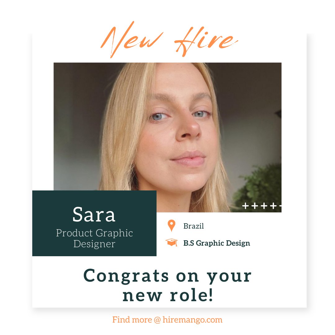 HireMango's tweet photo. Join us in warmly welcoming and congratulating Sara on her new job as a Product Graphic Designer.🎉

We wish you all the best as you embark on this new opportunity.

#graphicdesign #opportunities #outsourcing #Brazil #HireMango
1w https://t.co/233ISz7kC1