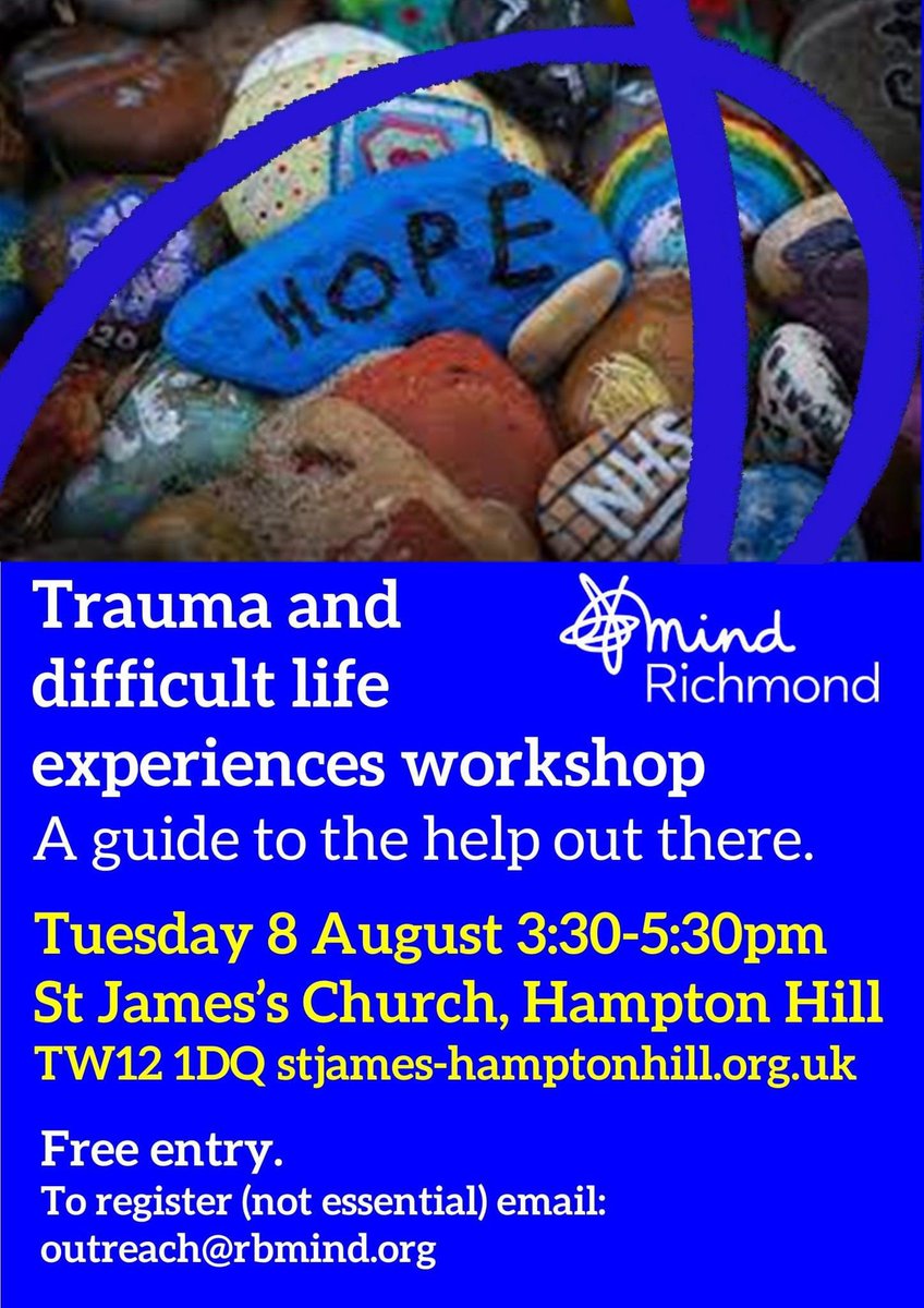 If you are looking for help to overcome trauma or adverse life events come to a workshop to learn about the support out there <a href="/rb_mind/">Richmond Borough Mind</a> #mind #mentalhealth #support