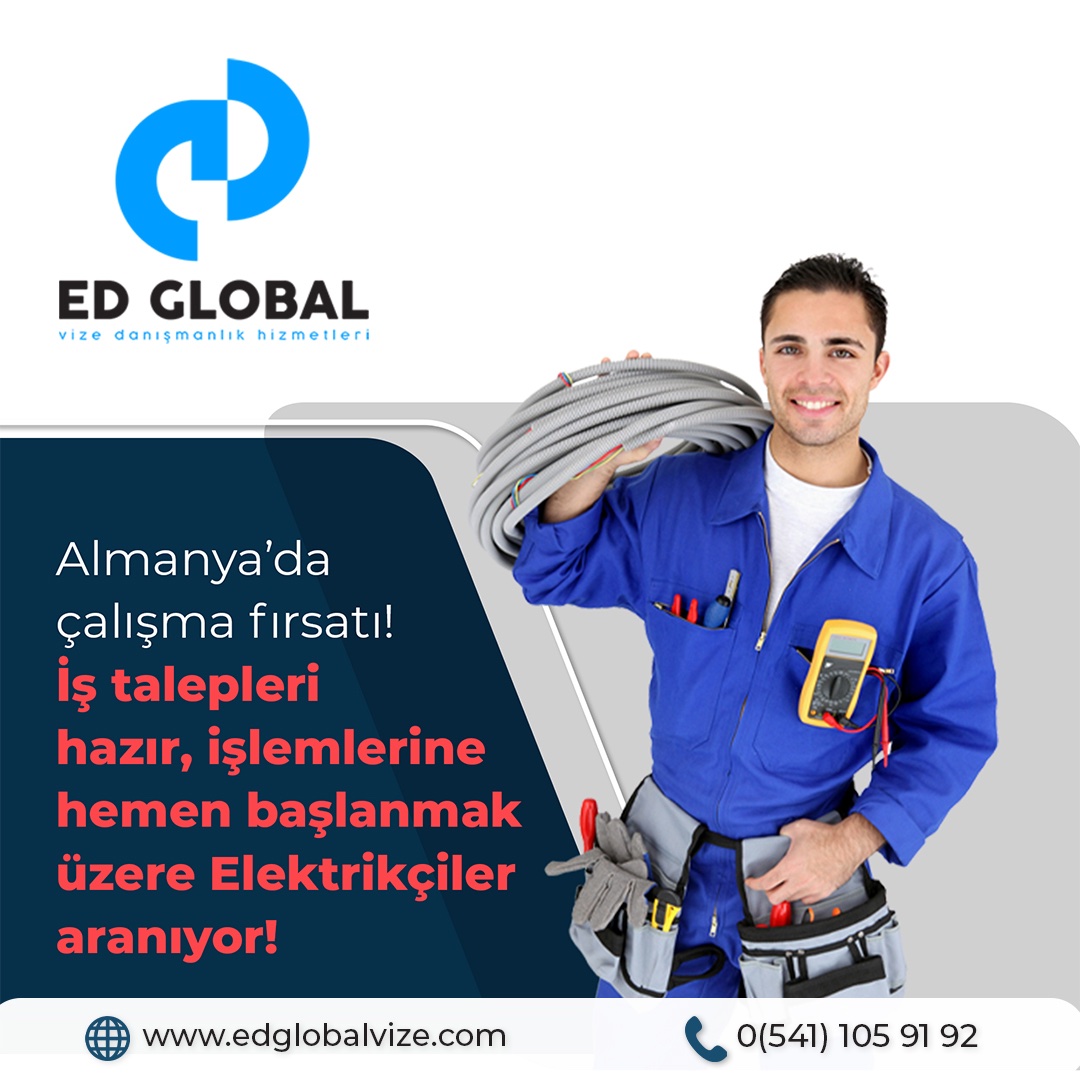 🔹30 yaş altıysanız,
🔹En az Meslek Lisesi Elektrik bölümü mezunuysanız,
🔹Alanınızda minimum 2-3 yıl sigortalı deneyim sahibiyseniz; Almanya’da iş fırsatını kaçırmayın. 
📞 0(541) 105 91 92 
#AlmanyaİşçiAlımı #AlmanyaNitelikliİşçi