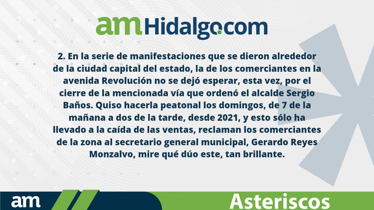 amdigitalhgo's tweet photo. Buen comienzo de día, les traemos los #Asteriscos del día de hoy. Disfrútenlos. 

#AMNoticias #AMHidalgo #Hidalgo #Infórmate https://t.co/PZ1yhImXHg
