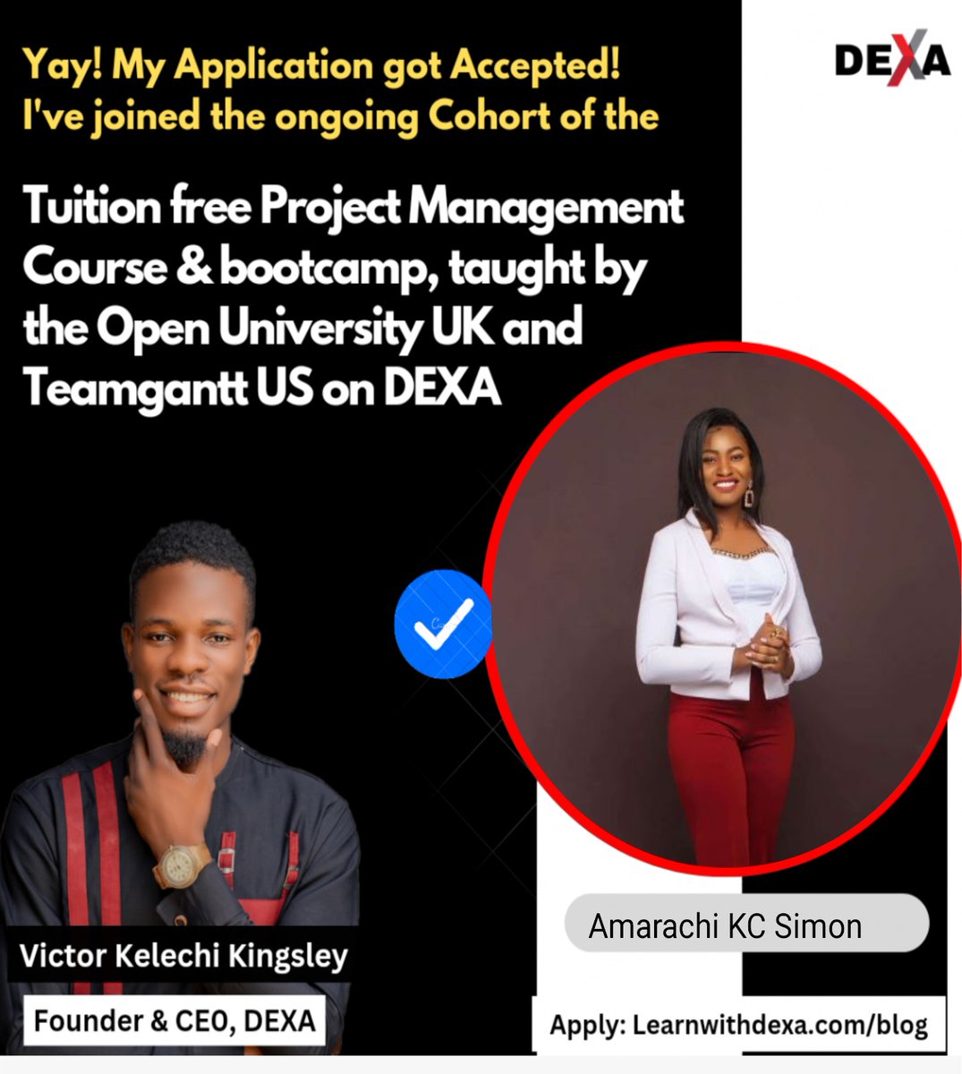 RealAmazing5's tweet photo. Excited to announce my enrollment in the tuition free Project Management course taught by The Open University UK &amp; TeamGantt. I applied through
https://t.co/gYmuHPp2OJ
Bracing myself for a journey of learning &amp; growth as an emerging project manager @LearnwithDEXA #LearnwithDEXA https://t.co/LsASaFiLlQ