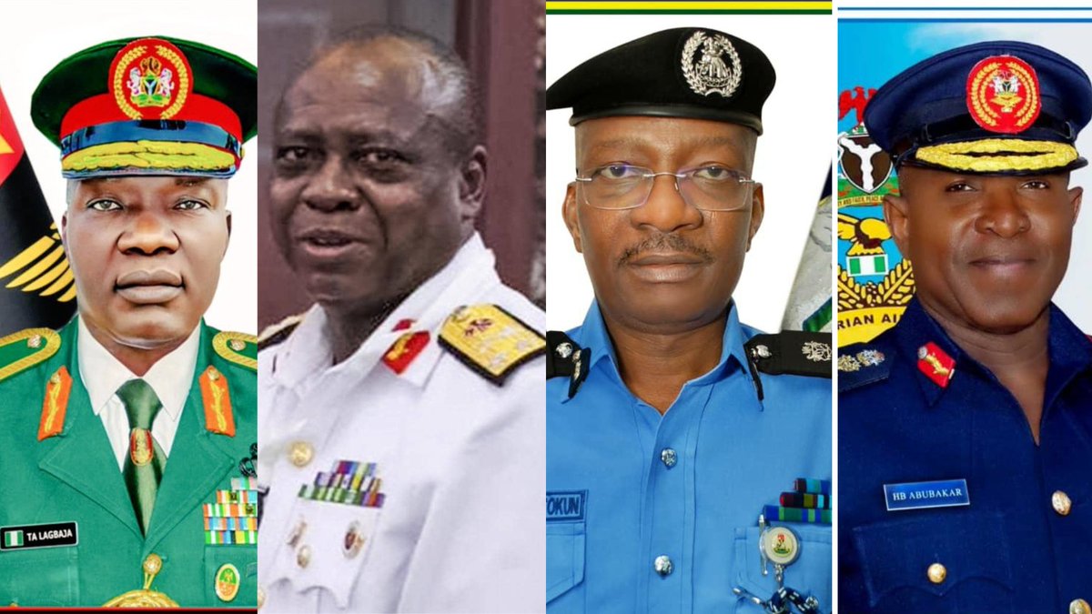 channelstv's tweet photo. BREAKING: The House of Representatives has confirmed the appointments of the service chiefs following the adoption of the report of its ad hoc committee, which screened them.

The confirmations are: Major-General Christopher Gwabin Musa,  Chief Of Defence Staff
Major-General Taoreed Abiodun Lagbaja, Chief Of Army Staff
Rear Admiral Emmanuel lkechukwu Ogalla, Chief Of Naval Staff
Air Vice Marshal Hassan Bala Abubakar,  Chief Of Air Staff

https://t.co/R6btTZ8So9