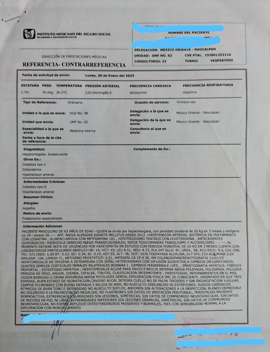 YepezDra's tweet photo. .@Tu_IMSS ayuda por favor. Mi paciente con una hepatopatía pb infiltrativa y fractura patológicas lleva desde enero esperando por una cita a medicina interna. La fractura fue en abril y hasta agosto lo verá ortopedia. El tiempo se le agota. Necesita un  hospital 3er nivel. 🙏 RT https://t.co/mGfF6kUYf7