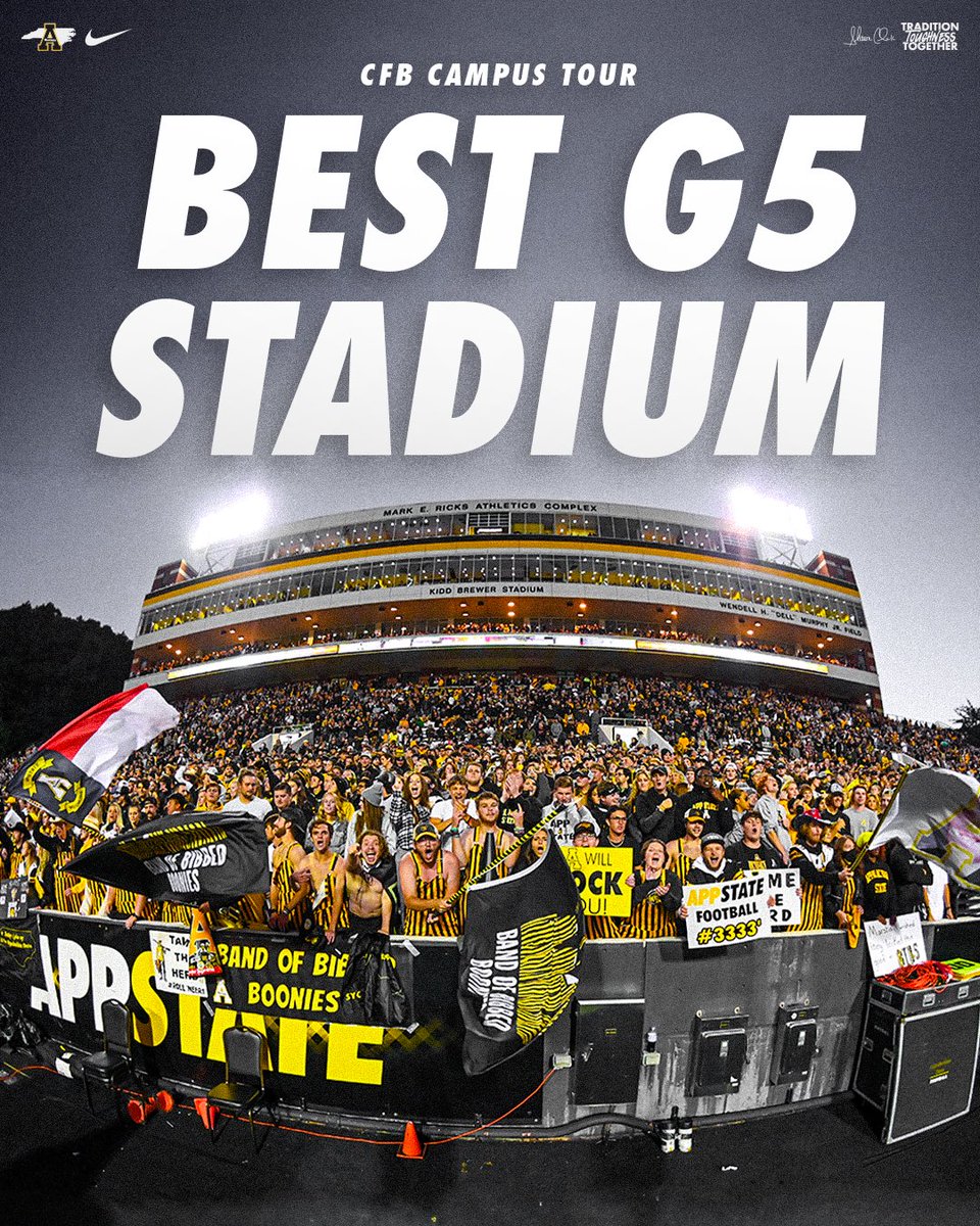 Top G5 Stadium in the country from @CFBCampusTour: Kidd Brewer Stadium It’s different at The Rock! #GoApp