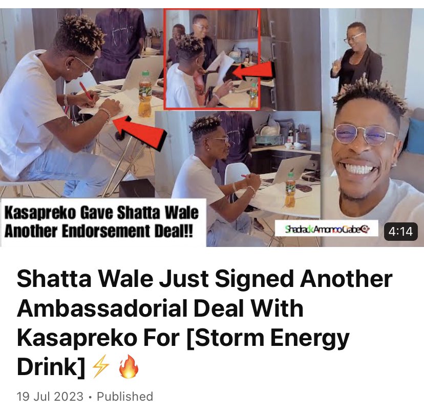 Shatta Wale Just Signed Another Ambassadorial Deal With Kasapreko For [Storm Energy Drink]⚡️

Another Endorsement Deal For Shatta Wale!!🔥🔥

VIDEO: youtu.be/RWgtMsjMUfg