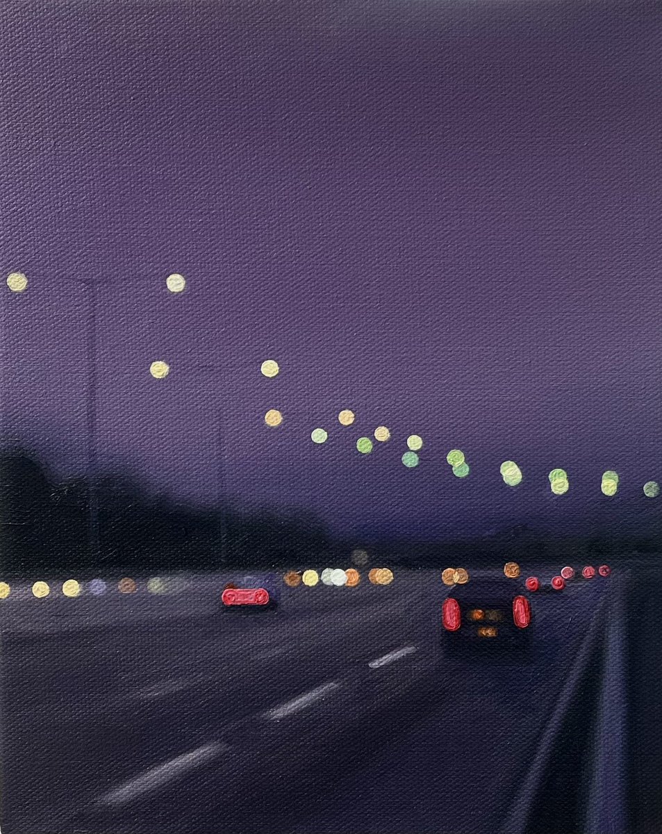 rionabuthello's tweet photo. What driving without glasses looks like: 
An oil painting https://t.co/NsheSapweS