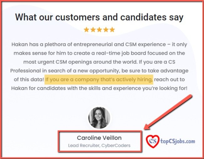 Thrilled to get such great feedback for my customer success job board from top industry experts like Caroline Veillon, lead recruiter at CyberCoders

Thank you !! 🤩