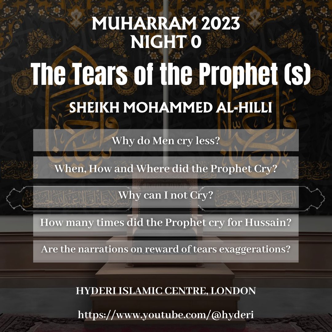 Watch the full lecture, given last night welcoming the holy month of #muharram at Hyderi IslamicCentre

youtube.com/watch?v=9Ixfpv…

#muharram1445 
#muharram2023 
#prophetmuhammad