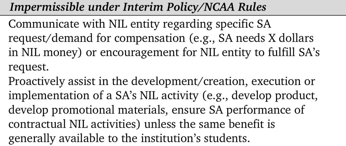 To clarify, my position is the NCAA should take no action to restrict athletes from obtaining guidance, advice and counsel that is needed and should be championing same as opposed to its current stance that athletes can’t receive the help unless it’s offered to all students. See: