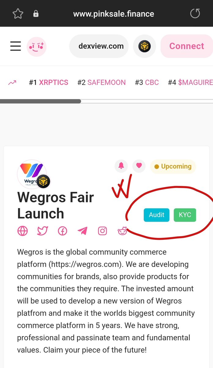 Wegrosio's tweet photo. Wegros KYC and audit process done. Don't miss the opportunity to invest in Wegros.

#wegros #token #pinksale #launchpad #sale https://t.co/2xVJcqCIlJ