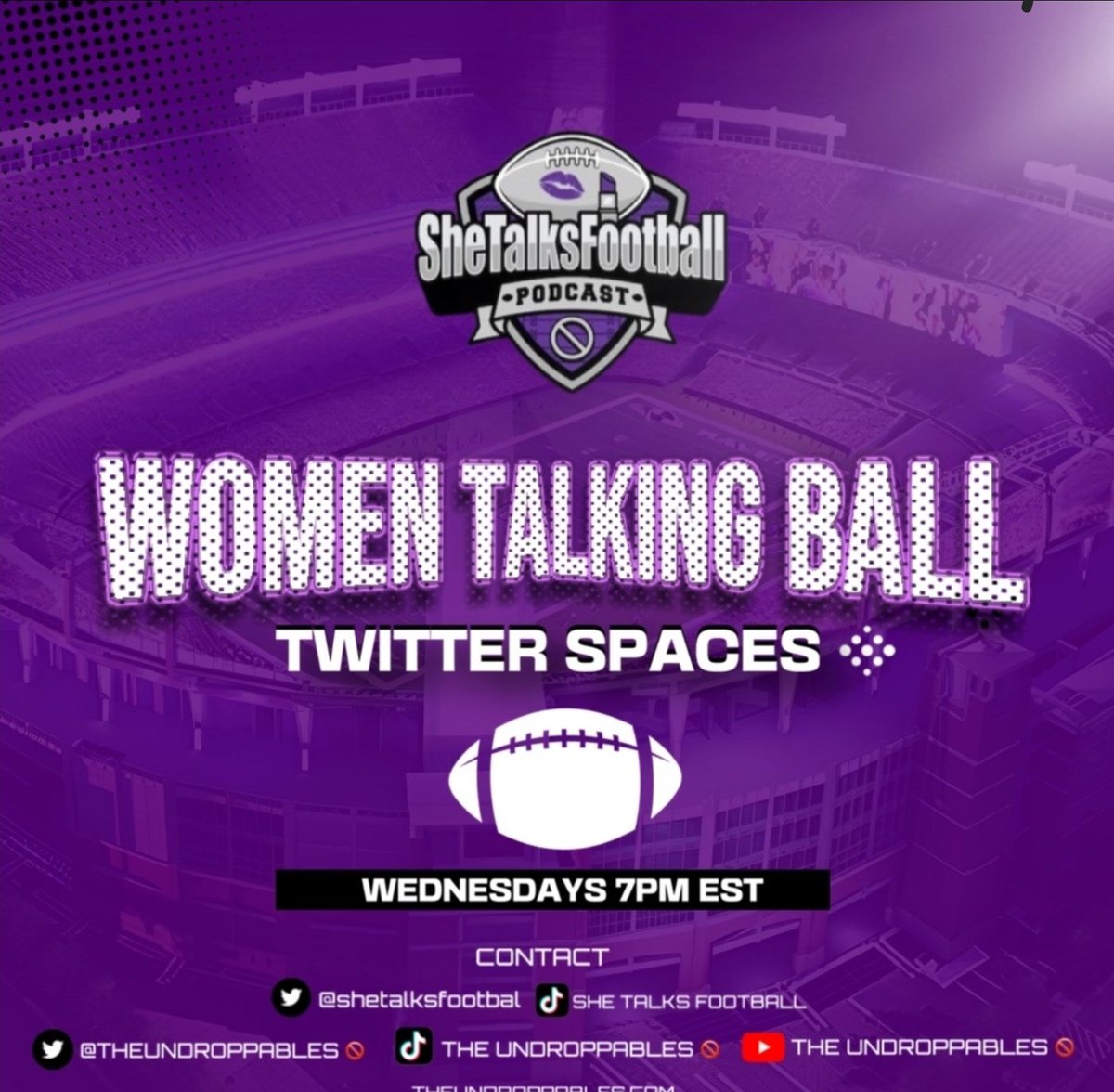 SheTalksFootbal's tweet photo. Tune in TONIGHT at 7PM EST. It's a thing. We're here to stay. #NFL #NFLTwitter #AFCN #NFCN #AFCW #NFCW #AFCE #NFCE #AFCS #NFCS #TrainingCamp
https://t.co/VNHaQqwtWM https://t.co/iN99SAEi3g