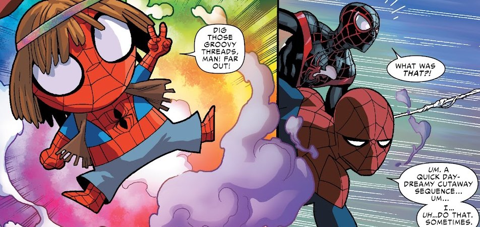 EARTH_1610_616's tweet photo. Miles being confused with Ultimate Spider-Man cartoon's fourth wall breaking is my favorite thing https://t.co/jYqCC9S6Ln