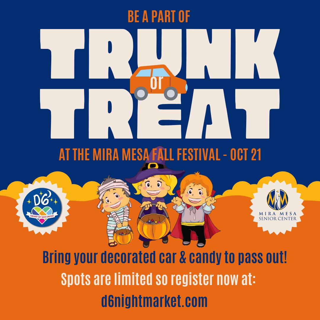 MiraMesaCenter's tweet photo. Trunk or Treat for D6 Fall Festival - https://t.co/FiqrppTjwq https://t.co/ykZSnchoEL