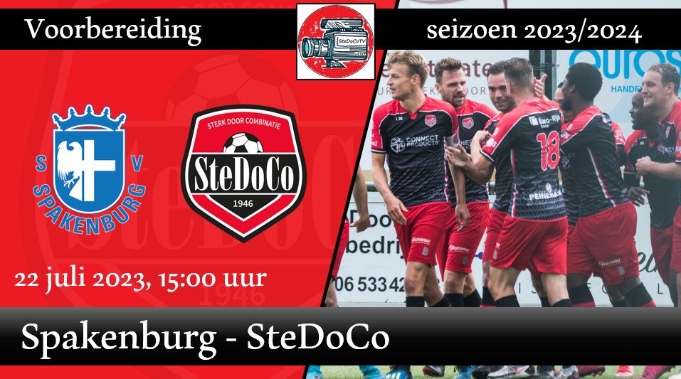 Niet alleen heren 1 zit volop in de voorbereiding, ook SteDoCoTV is al druk bezig. Zaterdag zijn we aanwezig bij de 1e oefenwedstrijd van dit seizoen. De samenvatting van die wedstrijd tegen <a href="/SV_Spakenburg/">sv Spakenburg</a> staat natuurlijk weer zo spoedig mogelijk op ons YouTubekanaal! #spaste