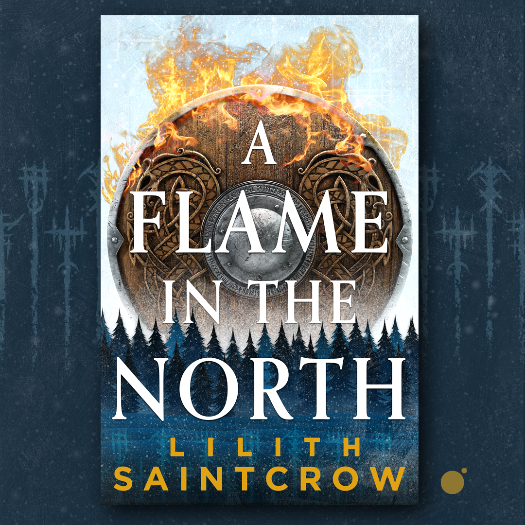 Cover launch! Follow an elemental witch and her shieldmaiden on their journey in this Norse-inspired epic fantasy. A FLAME IN THE NORTH by @lilithsaintcrow is coming in Winter 2024. Pre-order now: bit.ly/3XZEGx5 Design by @VonBrooklyn Illustration by Mike Heath