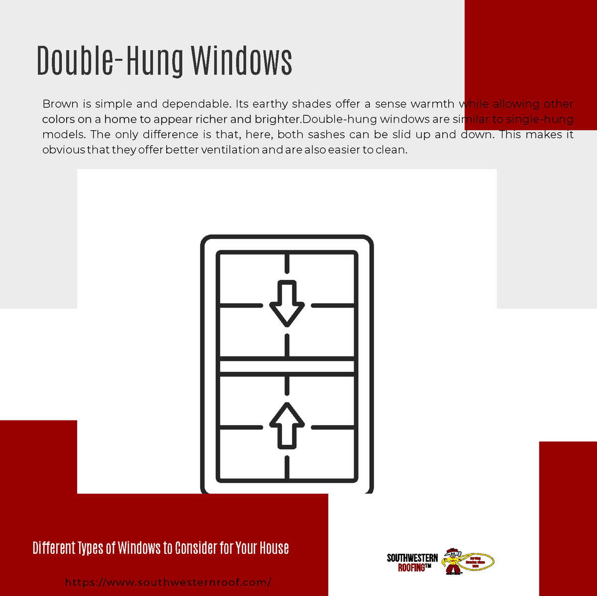 swroofing_tm's tweet photo. There are different types of windows available on the market — each with its own specific functions. While some units are easy to operate, others are perfect for a broad view of your outdoors. 

#southwesternroofing #TypesofWindows #Windows #WindowsForYourHouse #texas #roofin ... https://t.co/vL85gJKnXA