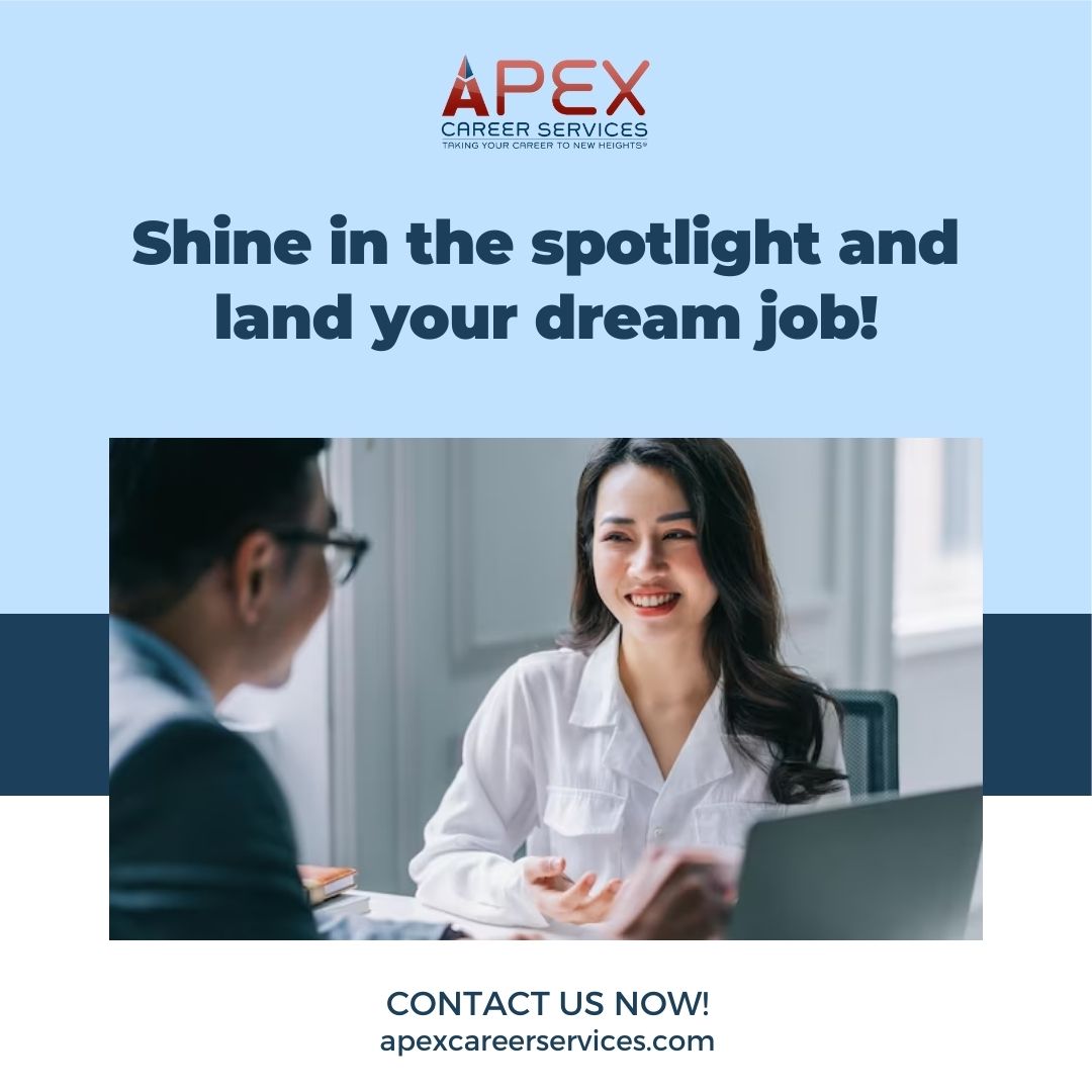 APEXCareerSvcs's tweet image. Ace your next interview and leave a lasting impression with expert coaching from apexcareerservices.com. It&apos;s time to shine in the spotlight! 

#InterviewCoaching #JobInterviews #InterviewPreparation #CareerSuccess #APEXCareerServices