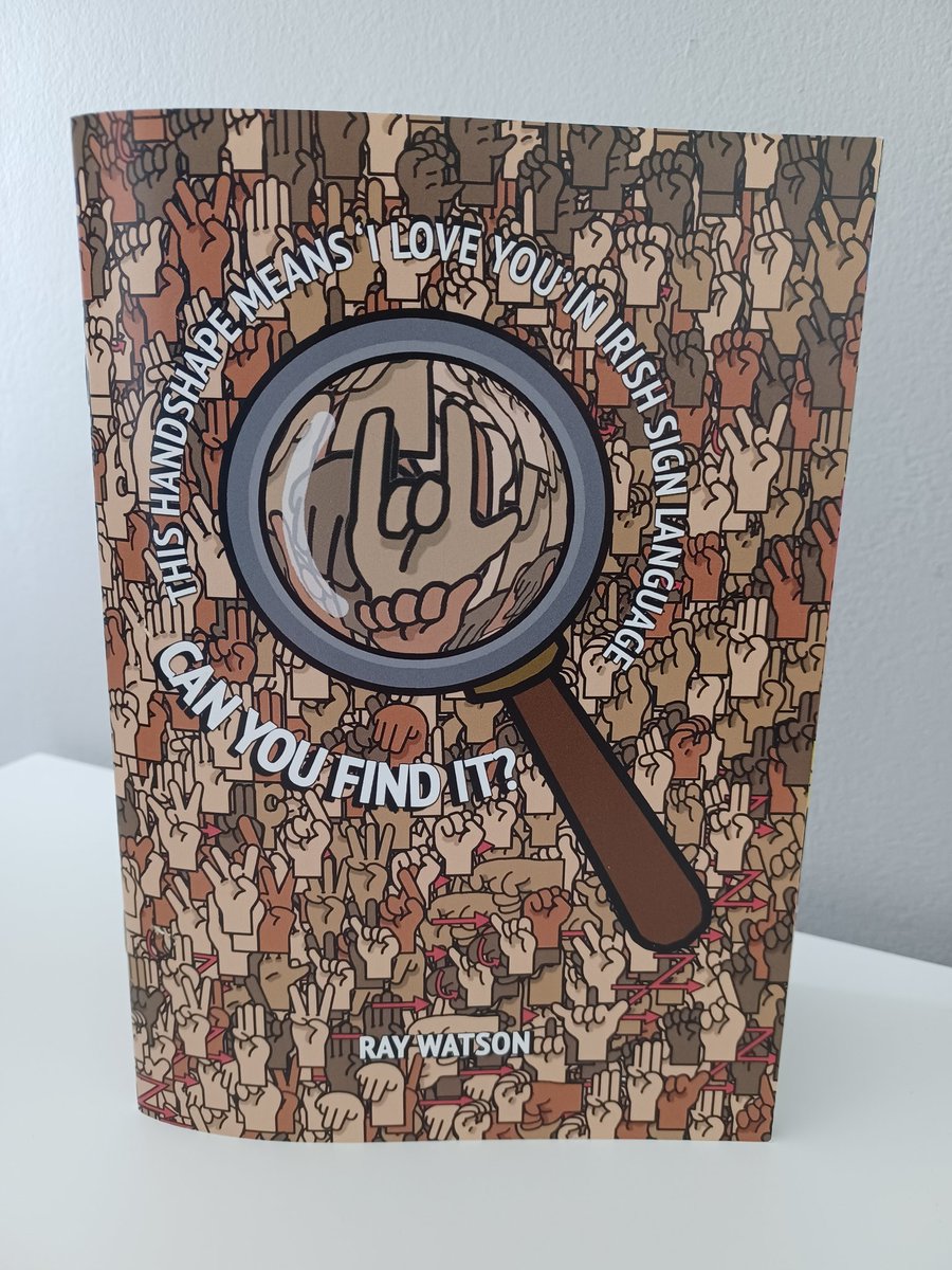 Illustratoray's tweet photo. The handshape books are almost gone! 

Buy it while stocks last!

The handshape means 'I love you' in Irish Sign Language book. Can you find it?

Please note that there are two pages that the handshape is unfortunately impossible to find on those 1/2 https://t.co/zdf7lYjkfg