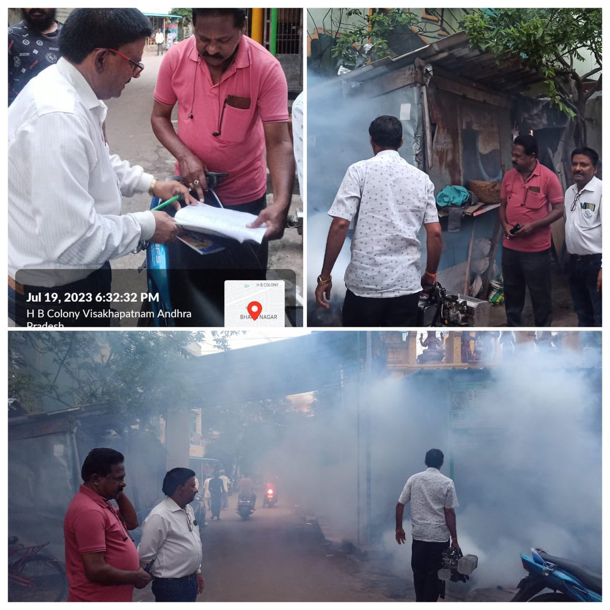 GVMC_VISAKHA's tweet photo. Biologist inspected the fogging activities in Ward 16, Zone 3.

#SwachhSurvekshan2023 
#SwachhSurvekshan2023Visakhapatnam 
#VisakhaSwachhSankalpam 
#VizagSaysNotoPlastic 
#EcoVizag 
#ISupportEcoVizag 
#RRR4LIFE 
#IndiaVsGarbage 
#ChooseLiFE 
#CitizenFeedback
@AndhraPradeshCM  
@RoopaMishra77 
@AudimulapSuresh 
@GHVKumariMayor 
@CDMA_Municipal 
@SwachhBharatGov 
@SwachhaAndhra 
@SwachSurvekshan 
@swachhbharat 
@MoHUA_India 
@AmritMahotsav 
@pibvijayawada