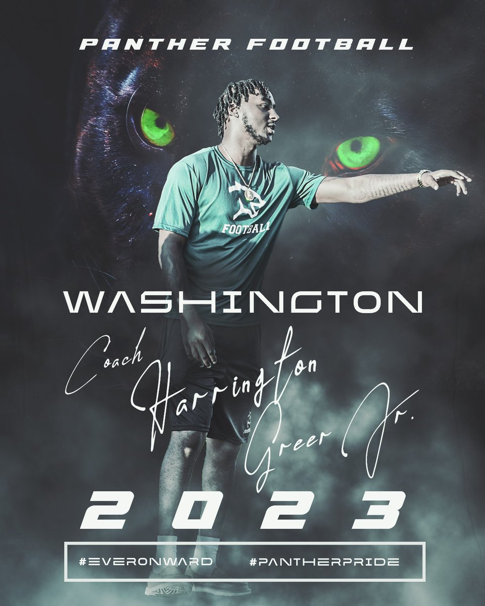 SBWashingtonHS's tweet photo. Welcome Harrington Greer Jr. to the 2023 Football coaching staff as Wide Receiver Coach. @sbwathletics #everonward #PantherPride https://t.co/khSbFLkwUM