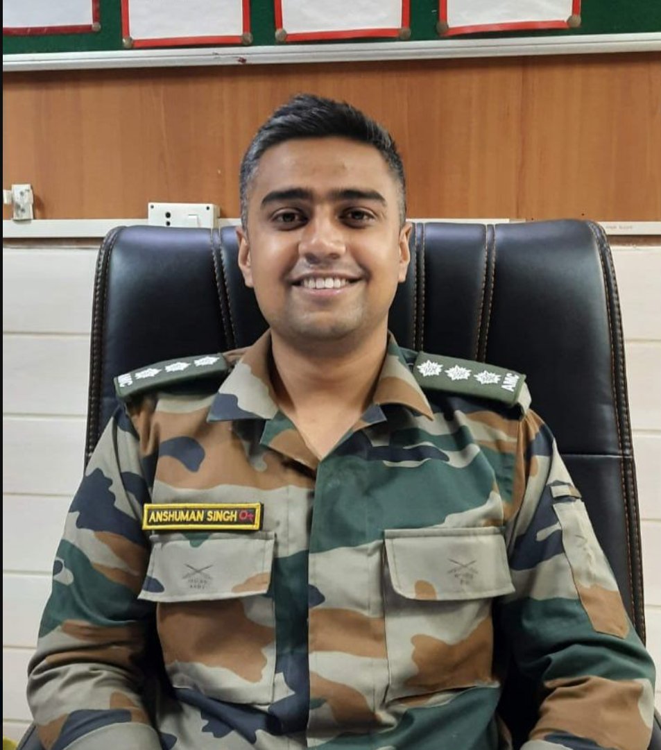 Sad news coming in- 

Captain Anshuman Singh, #ArmyMedicalCorps, laid down his life while trying to save soldiers in a fire accident at Siachen glacier earlier today - 19 July 2023. 

There was a fire in an ammunition dump near Capt Anshuman's bunker. He saved many lives and went…