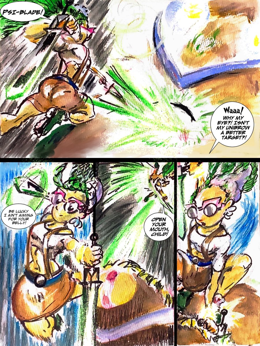 cerulean_mocha's tweet photo. Dual bladed characters take on a lot of stress. 🥲
#watercolor #Watercolour #comics #solforce #gymgirl #gymnast #dualblades #Kaiju https://t.co/BWNEP3RO0t
