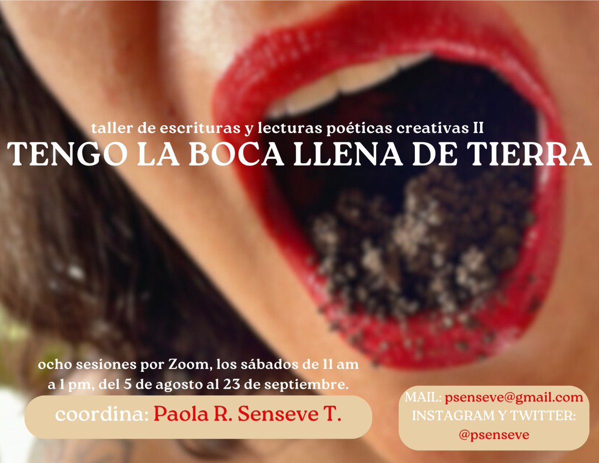 psenseve's tweet photo. amigas queridas, 

me llena de emoción presentarles el taller “tengo la boca llena de tierra”. aquí, en el verano de la vida, porque nuestra experiencia el año pasado fue tan tan tan bonita y porque la creatividad no se acaba. https://t.co/ijNCalz6P7