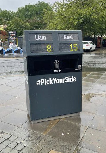OasisMania's tweet image. Have you seen these new bins dotted around Manchester city centre, allowing people to vote on divisive subiects..

Who are you picking? Liam or Noel? 

📷 mcrfinest