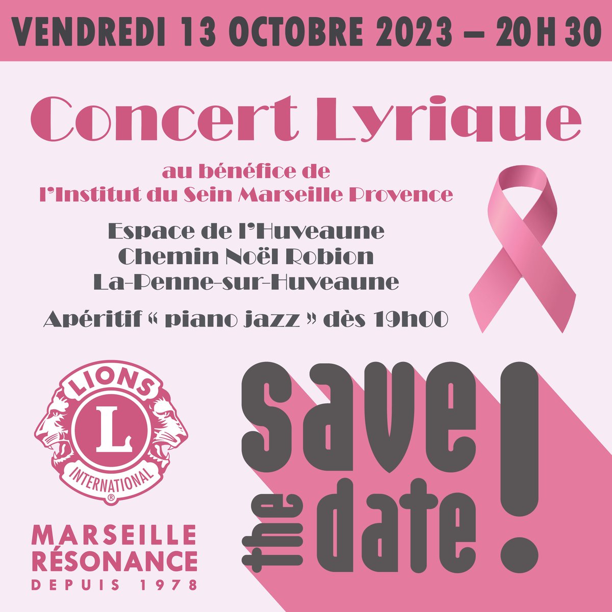 LionsMarseille's tweet photo. Puisque l'on vous dit que le @LionsMarseille ne part pas en vacances cette année ! 😉
Nous sommes déjà tous mobilisés pour vous organiser, dans le cadre d'Octobre Rose, une très belle soirée musicale le vendredi 13 octobre 2023 au soir à La-Penne-sur-Huveaune.
#StayTuned https://t.co/jp6lsAO7XE